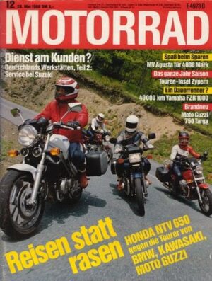 MOTORRAD 12/1988 – BMW R 80; Honda NTV 650 Revere; Kawasaki GT 550; Moto Guzzi Mille GT