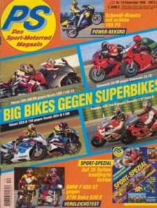 Titelseite: PS 12/1996 – Honda CBR 900 RR FireBlade mit 94 kW (128 PS) im Vergleichstest, Honda CBR 1100 XX mit 121 kW (164 PS) im Vergleichstest