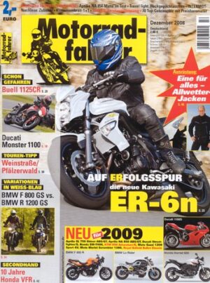 Motorradfahrer 12/2008 – Ducati Monster 1100 mit 70 kW (95 PS) Test & Technik; Buell 1125 CR mit 109 kW (148 PS) Test & Technik