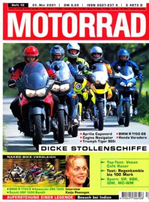 MOTORRAD 12/2001 – Top-Test Voxan Café Racer V 1000; Aprilia Caponord im Vergleich