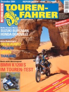 Titelseite: Tourenfahrer 12/2004 – Suzuki AN 650 Burgman vs. Honda Deauville; BMW K 1200 S