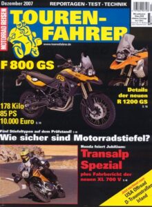 Titelseite: Tourenfahrer 12/2007 – BMW R 1200 R vs. Monster S2R vs. Guzzi 1200 Sport