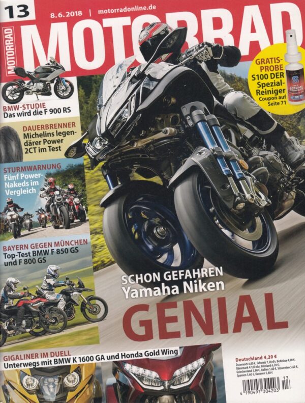 MOTORRAD 13/2018 – Yamaha Niken, BMW F 850 GS, BMW F 800 GS