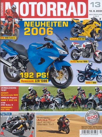 Titelbild: MOTORRAD 13/2005 – Top-Test BMW K 1200 R; Suzuki M 800 Intruder vs. Triumph Speedmaster