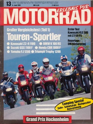 MOTORRAD 13/1991 – Test Kawasaki KLE 500; BMW K 100 RS; Honda CBR 1000 F; Kawasaki ZZ-R 1100