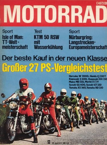 MOTORRAD 13/1977 – Hercules W 2000; Honda CJ 250 T; Kawasaki KH 250; Kawasaki Z 400