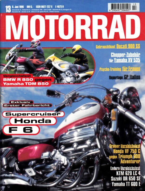 MOTORRAD 13/1996 – BMW R 850 R; Yamaha TDM 850; Test Honda F6C Valkyrie; Honda VF 750 C