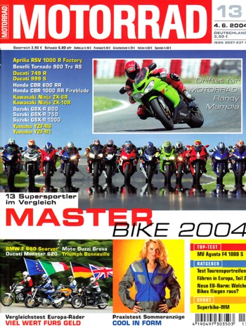 MOTORRAD 13/2004 – BMW K 1200 S; Moto Guzzi Breva V 750 ie; BMW F 650 CS Scarver; Ducati Monster 620 Dark Single Disc