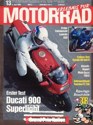 MOTORRAD 13/1992 – Ducati 900 SS, hier als Superlight; Kawasaki Zephyr 750, hier als Armec C4-Schwenkergespann unterwegs; Test Laverda 650