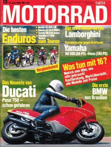 MOTORRAD 13/1986 – Test Ducati 750 Paso; Vergleich Yamaha RD 500 LC vs. Yamaha Vmax