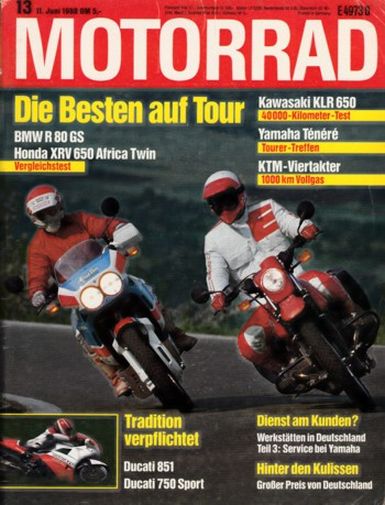 MOTORRAD 13/1988 – BMW R 80 GS; Honda XRV 650 Africa Twin; Test Ducati 851 Strada; Test Ducati 750 Sport