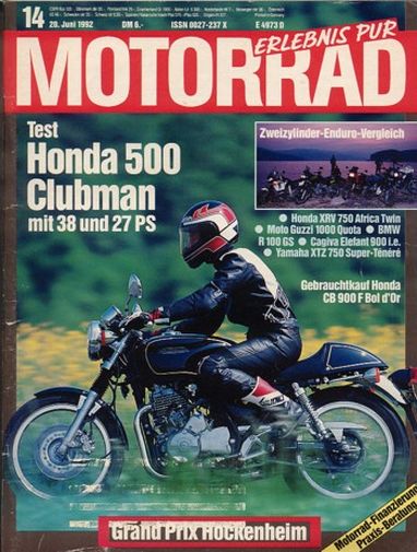 MOTORRAD 14/1992 – BMW R 100 GS; Cagiva Elefant 900 i.e.; Honda XRV 750 Africa Twin; Moto Guzzi Quota