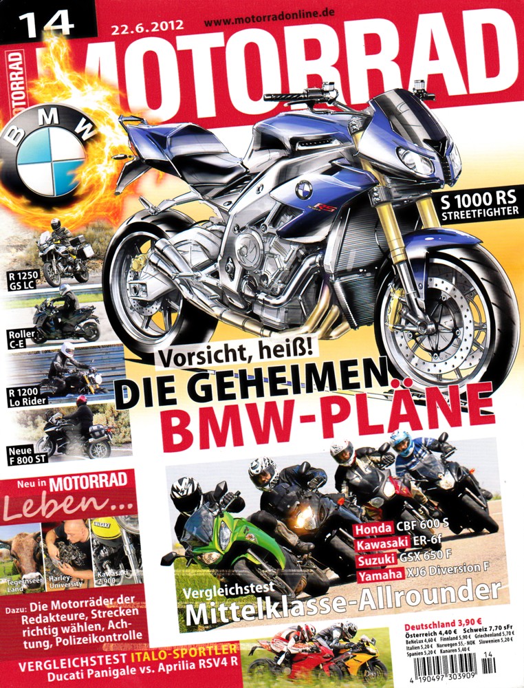 Titelbild: MOTORRAD 14/2012 – Gebraucht-Beratung Triumph Rocket III; Kawasaki ER-6f im Vergleich