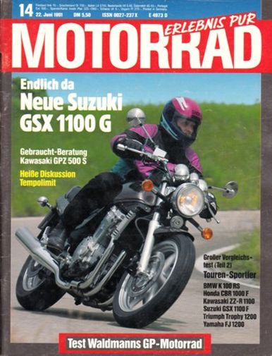 MOTORRAD 14/1991 – Test Honda EZ 90 Cub; Suzuki GSX 1100 G; Yamaha DT 125 R; BMW K 100 RS