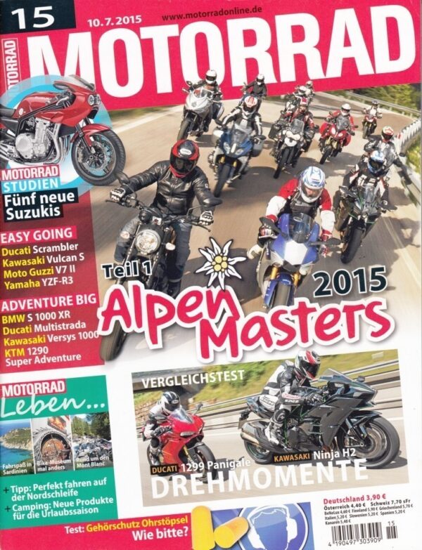 MOTORRAD 15/2015 – Alpen-Masters Teil 1, Ducati Panigale vs. Kawasaki Ninja H2