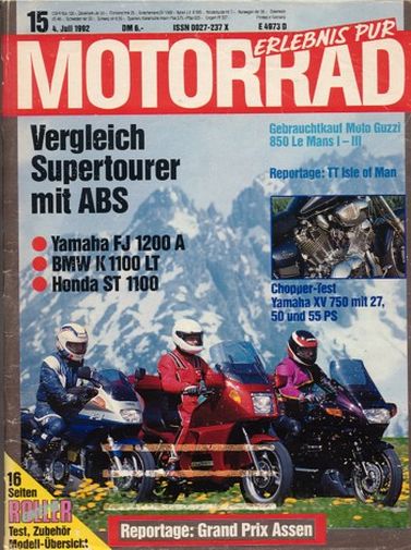MOTORRAD 15/1992 – BMW K 1100 LT; Honda ST 1100 Pan European; Yamaha FJ 1200 A; Test Honda CBR 400 RR