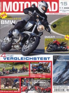 Titelseite: MOTORRAD 15/2006 – BMW K 1200 GT vs. Honda Pan European vs. Yamaha FJR 1300 A