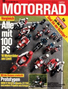 Titelseite: MOTORRAD 15/1986 – Vergleich alle mit 100 PS, 18 Motorräder am Limit