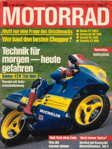 MOTORRAD 15/1988 – Honda VT 1100 C Shadow; Kawasaki VN-15 SE; Suzuki VS 1400 Intruder; Yamaha XV 1000 Virago