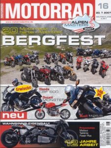 Titelseite: MOTORRAD 16/2007 – Test Madaus Twintrax Power Plus; Alpen-Masters 2007, Teil 1