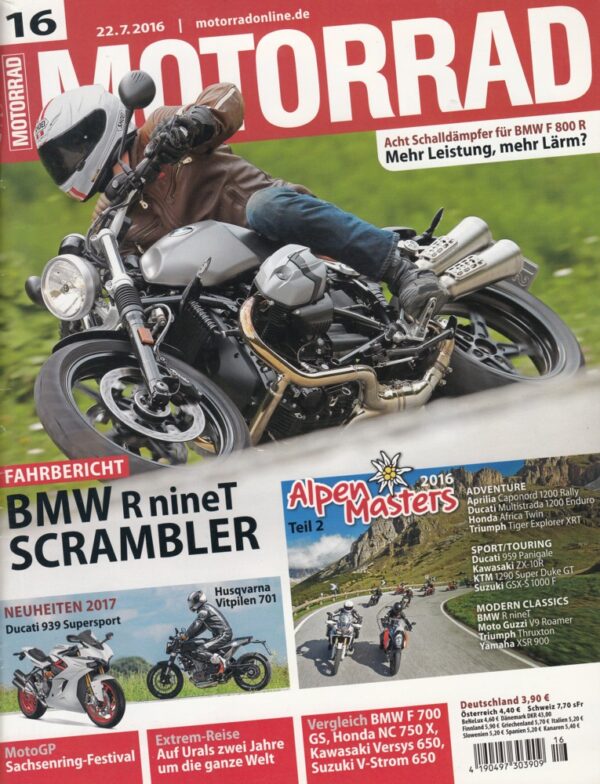 MOTORRAD 16/2016 – R nineT Scrambler Fahrbericht, Alpen Masters Teil 2