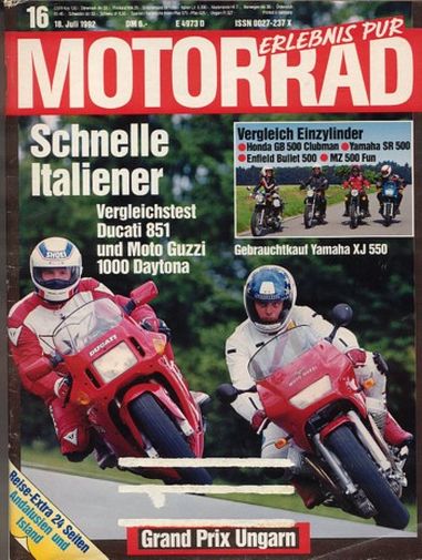 MOTORRAD 16/1992 – Ducati 851; Moto Guzzi Daytona 1000; Royal Enfield Bullet 500; Honda GB 500 Clubman