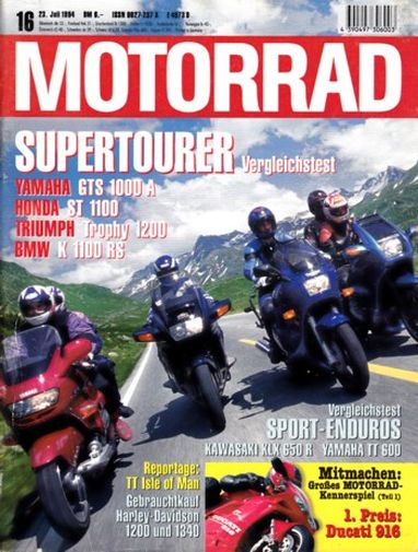 MOTORRAD 16/1994 – BMW K 1100 RS; Honda ST 1100 Pan European; Triumph Trophy 1200; Yamaha GTS 1000 A