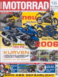 Titelseite: MOTORRAD 16/2005 – Dauertest-Abschluss KTM 950 Adventure; KTM 950 Supermoto im Vergleich