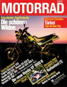Titelseite: MOTORRAD 16/1985 – Test Honda VF 1000 R; Vergleich Honda XBR 500 vs. andere 27-PS-Bikes