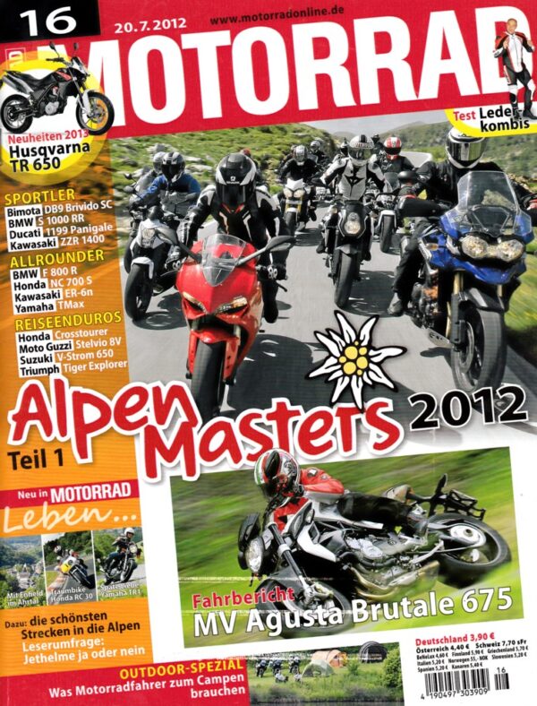 MOTORRAD 16/2012 – Gebrauchtkauf Yamaha MT-01; Alpen-Masters 2012, Teil 1