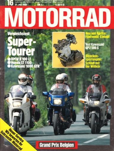 MOTORRAD 16/1990 – BMW K 100 LT; Honda ST 1100 Pan European; Kawasaki GTR 1000; Test Kawasaki GPZ 500 S