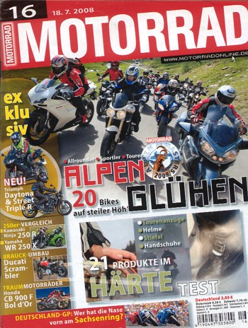 MOTORRAD 16/2008 – Gebrauchtkauf BMW K 1200 RS ; 25 Jahre Yamaha Ténéré