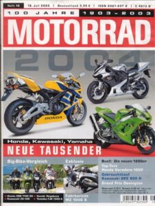 Titelseite: MOTORRAD 16/2003 – Top-Test Honda Varadero 1000; Gebrauchtkauf Kawasaki GPZ 900 R