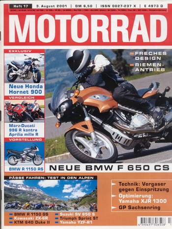 MOTORRAD 17/2001 – BMW F 650 CS; BMW R 1150 RS; Test Honda VTX 1800; BMW R 1150 GS
