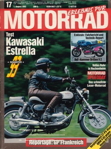 MOTORRAD 17/1992 – BMW R 65; Honda NTV 650; Test Kawasaki Estrella; Gilera RC 600 R, die