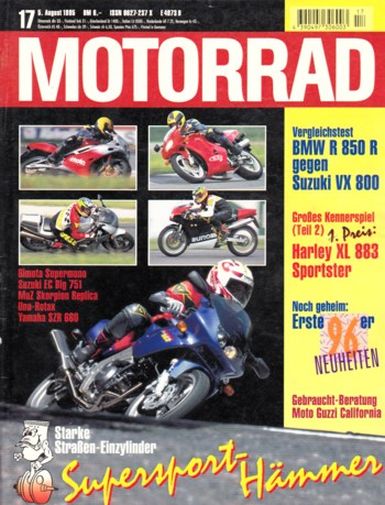 MOTORRAD 17/1995 – Bimota Supermono; MZ Skorpion Replica; Suzuki EC Big 751; Uno Rotax 600