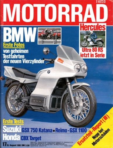 MOTORRAD 17/1981 – Test Hercules Ultra RS mit 6,1 kW (8,3 PS) Test & Technik; Test Suzuki GSX 750 Katana mit 60 kW (82 PS) Test & Technik