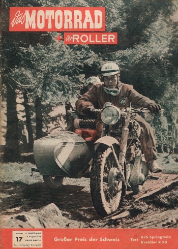 das MOTORRAD + der ROLLER 17/1954 – Test AJS Springtwin Modell 20, Test & Technik; Kreidler R 50, ein Moped-Oldtimertest