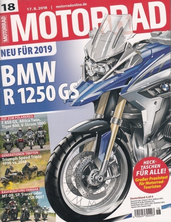 MOTORRAD 18/2018 – BMW R 1250 GS, Triumph Speed Triple, Yamaha MT-09