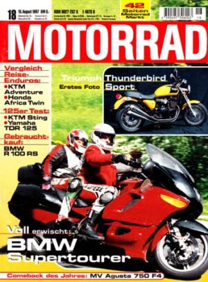 MOTORRAD 18/1997 – Yamaha Vmax, hier als Kainzinger 1680 V-Fource; Honda XRV 750 Africa Twin; KTM LC4 620 Adventure; Test Honda Dream 50