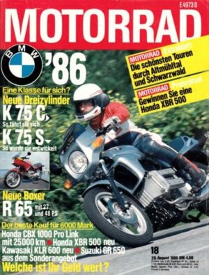 MOTORRAD 18/1985 – Fahrbericht BMW K 75 C; Test Harley-Davidson Sportster 883