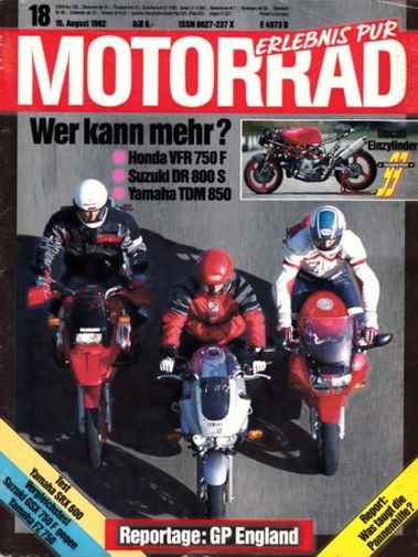 Titelbild: MOTORRAD 18/1992 – Honda VFR 750 F vs. Suzuki DR Big 800 S vs. Yamaha TDM 850