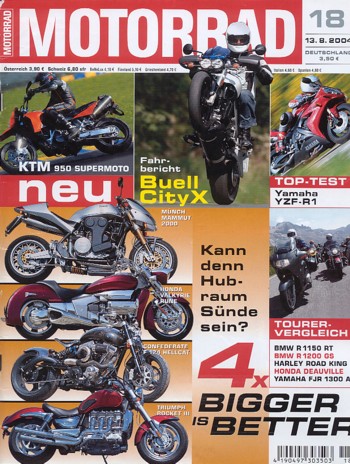 MOTORRAD 18/2004 – Top-Test Yamaha YZF-R1; Kawasaki Z 1000 im Langstrecken-Test