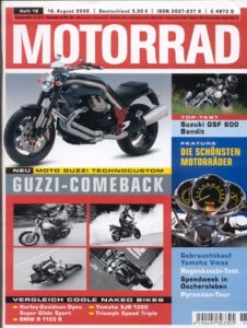 Titelseite: MOTORRAD 18/2002 – Top-Test Suzuki GSF 600 Bandit; Gebrauchtkauf Yamaha Vmax