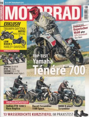MOTORRAD 19/2019 – Yamaha Ténéré 700, Indian FTR 1200 S, Ducati Scrambler 1100 Sport