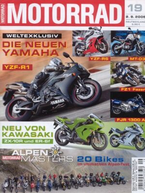MOTORRAD 19/2005 – BMW K 1200 R Cup vs. Kawasaki Ninja ZX-10R; Alpen-Masters 2005 (Teil 1)
