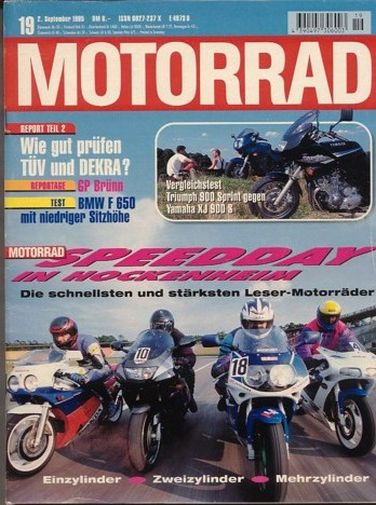 MOTORRAD 19/1995 – Triumph Sprint 900; Yamaha XJ 900 S Diversion; Test Bimota Mantra; BMW F 650, damit unterwegs