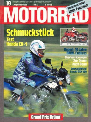 MOTORRAD 19/1990 – BMW, die GS-Erfolgsstory nach den ersten 10 Jahren; Test Honda CB-1; Kawasaki ZXR 750