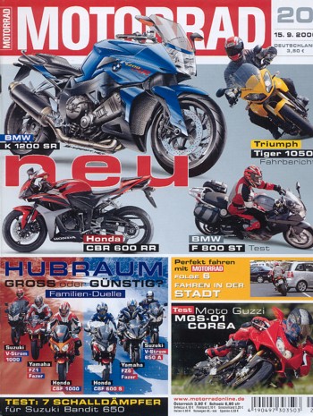 MOTORRAD 20/2006 – Top-Test Ducati GT 1000; Test Moto Guzzi MGS-01 Corsa