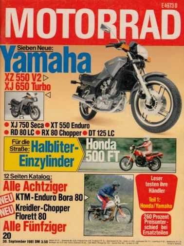 MOTORRAD 20/1981 – Test Moto Guzzi V 50 III; KTM Bora 80; Honda FT 500